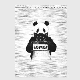 Скетчбук с принтом BAD PANDA в Петрозаводске, 100% бумага
 | 48 листов, плотность листов — 100 г/м2, плотность картонной обложки — 250 г/м2. Листы скреплены сверху удобной пружинной спиралью | Тематика изображения на принте: bad | bear | panda | медведь | панда