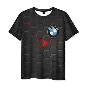 Мужская футболка 3D с принтом Карбон и BMW в Петрозаводске, 100% полиэфир | прямой крой, круглый вырез горловины, длина до линии бедер | bmw | авто | автомобиль | бмв | карбон | логотип | машина | текстура