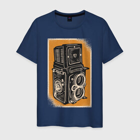 Мужская футболка хлопок с принтом Rolleiflex Камера в Петрозаводске, 100% хлопок | прямой крой, круглый вырез горловины, длина до линии бедер, слегка спущенное плечо. | ретро | фото | фотоаппарат | фотограф | фотокамера