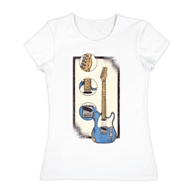 Женская футболка хлопок с принтом Гитара в Петрозаводске, 100% хлопок | прямой крой, круглый вырез горловины, длина до линии бедер, слегка спущенное плечо | guitar | гитара | гитары | музыка | музыкальные инструменты | с гитарой
