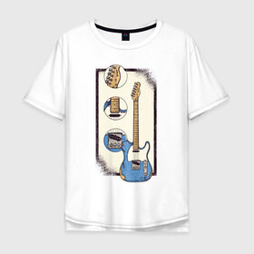 Мужская футболка хлопок Oversize с принтом Гитара в Петрозаводске, 100% хлопок | свободный крой, круглый ворот, “спинка” длиннее передней части | guitar | гитара | гитары | музыка | музыкальные инструменты | с гитарой