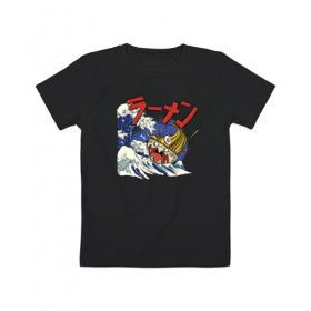 Детская футболка хлопок с принтом Рамэн Японская Кухня в Петрозаводске, 100% хлопок | круглый вырез горловины, полуприлегающий силуэт, длина до линии бедер | Тематика изображения на принте: 