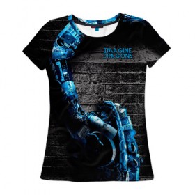 Женская футболка 3D с принтом Imagine Dragons в Петрозаводске, 100% полиэфир ( синтетическое хлопкоподобное полотно) | прямой крой, круглый вырез горловины, длина до линии бедер | dragons | evolve | imagines | imagining | radioactive | вообрази | драгонс | драконов | имеджин | рок | хит