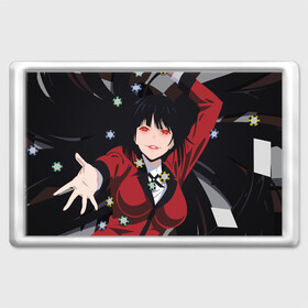 Магнит 45*70 с принтом Kakegurui в Петрозаводске, Пластик | Размер: 78*52 мм; Размер печати: 70*45 | anime | compulsive gambler | kakegurui | manga | аниме | безумный азарт | дзябами | карты | манга | покер | скучная девушка | юмэко джабами