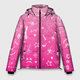 Мужская зимняя куртка 3D с принтом Lil Peep tatu в Петрозаводске, верх — 100% полиэстер; подкладка — 100% полиэстер; утеплитель — 100% полиэстер | длина ниже бедра, свободный силуэт Оверсайз. Есть воротник-стойка, отстегивающийся капюшон и ветрозащитная планка. 

Боковые карманы с листочкой на кнопках и внутренний карман на молнии. | hip hop | lil peep | lilpeep | lilpip | pink | rap | rep | runaway | лил пип | лилпип | реп | розовый | рэп | тату | татуировки лилпипа | хип хоп | эмо рэп