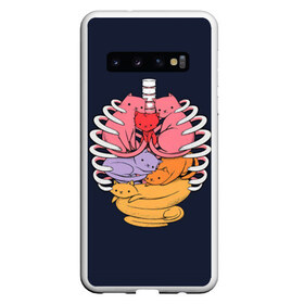 Чехол для Samsung Galaxy S10 с принтом Внутри Меня Котики в Петрозаводске, Силикон | Область печати: задняя сторона чехла, без боковых панелей | анатомия | внутренности | кот | котейка | котенок | котэ | кошка | лапочка | милый | мимими