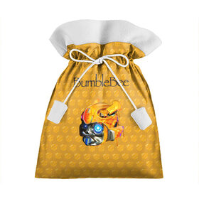 Подарочный 3D мешок с принтом BumbleBee в Петрозаводске, 100% полиэстер | Размер: 29*39 см | 2019 | bumble bee | transformers | арт | бамблби | желтая | киборг | классная | мёд | надпись | прикольная | пчела | робот | соты | трансформеры | улей | фильм