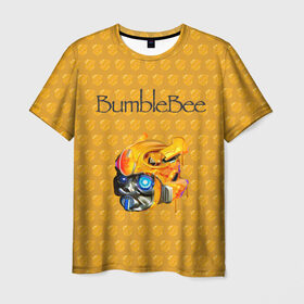 Мужская футболка 3D с принтом BumbleBee в Петрозаводске, 100% полиэфир | прямой крой, круглый вырез горловины, длина до линии бедер | 2019 | bumble bee | transformers | арт | бамблби | желтая | киборг | классная | мёд | надпись | прикольная | пчела | робот | соты | трансформеры | улей | фильм