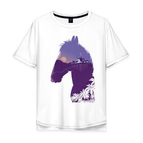 Мужская футболка хлопок Oversize с принтом БоДжек силуэт в Петрозаводске, 100% хлопок | свободный крой, круглый ворот, “спинка” длиннее передней части | bojack | horseman | боджек | конь | силуэт
