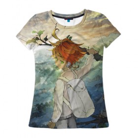 Женская футболка 3D с принтом The Promised Neverland в Петрозаводске, 100% полиэфир ( синтетическое хлопкоподобное полотно) | прямой крой, круглый вырез горловины, длина до линии бедер | Тематика изображения на принте: 