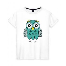 Женская футболка хлопок с принтом Мятная Сова в Петрозаводске, 100% хлопок | прямой крой, круглый вырез горловины, длина до линии бедер, слегка спущенное плечо | animals | owl | животные | сова