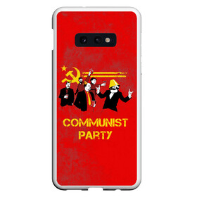 Чехол для Samsung S10E с принтом Communist party в Петрозаводске, Силикон | Область печати: задняя сторона чехла, без боковых панелей | Тематика изображения на принте: вечеринка | звезда | кастро | коммунизм | коммунист | коммунистическая | ленин | мао | маркс | молот | партия | рауль | серп | сталин | тусовка | ульянов | фидель | цзиньпин | цзэдун | энгельс