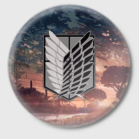 Значок с принтом Атака Титанов в Петрозаводске,  металл | круглая форма, металлическая застежка в виде булавки | 