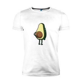 Мужская футболка премиум с принтом Авокадо в Петрозаводске, 92% хлопок, 8% лайкра | приталенный силуэт, круглый вырез ворота, длина до линии бедра, короткий рукав | косточка | овощ | попка | фрукт