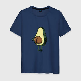 Мужская футболка хлопок с принтом Авокадо в Петрозаводске, 100% хлопок | прямой крой, круглый вырез горловины, длина до линии бедер, слегка спущенное плечо. | Тематика изображения на принте: косточка | овощ | попка | фрукт