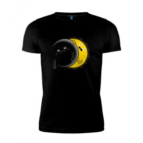 Мужская футболка премиум с принтом Солнечное Затмение в Петрозаводске, 92% хлопок, 8% лайкра | приталенный силуэт, круглый вырез ворота, длина до линии бедра, короткий рукав | звезды | космос | луна | планета | солнце