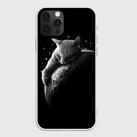 Чехол для iPhone 12 Pro Max с принтом Спящий Кот на Луне в Петрозаводске, Силикон |  | Тематика изображения на принте: вселенная | звезды | космос | котейка | котенок | котэ | котя | лапочка | луна | милый | мимими | ночь | прелесть | сон | спутник