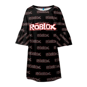 Детское платье 3D с принтом Roblox в Петрозаводске, 100% полиэстер | прямой силуэт, чуть расширенный к низу. Круглая горловина, на рукавах — воланы | Тематика изображения на принте: game | gamer | roblox | игры | логотип | роблокс