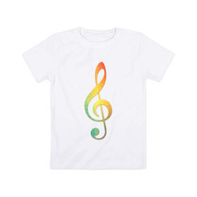 Детская футболка хлопок с принтом Скрипичный ключ, цветной. в Петрозаводске, 100% хлопок | круглый вырез горловины, полуприлегающий силуэт, длина до линии бедер | ключ | музыкальний ключ | скрипка
