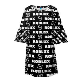 Детское платье 3D с принтом ROBLOX в Петрозаводске, 100% полиэстер | прямой силуэт, чуть расширенный к низу. Круглая горловина, на рукавах — воланы | game | gamer | logo | roblox | игры | логотип | роблокс