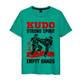 Мужская футболка хлопок с принтом Kudo в Петрозаводске, 100% хлопок | прямой крой, круглый вырез горловины, длина до линии бедер, слегка спущенное плечо. | борьба | единоборства | спорт