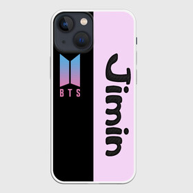 Чехол для iPhone 13 mini с принтом BTS Jimin в Петрозаводске,  |  | bts | jimin | бтс | группа | корейская | музыка | розовый | цветы | черный