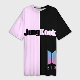 Платье-футболка 3D с принтом BTS Jung Kook в Петрозаводске,  |  | bts | jung kook | бтс | группа | корейская | музыка | розовый | цветы | черный