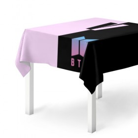 Скатерть 3D с принтом BTS V в Петрозаводске, 100% полиэстер (ткань не мнется и не растягивается) | Размер: 150*150 см | Тематика изображения на принте: bts | бтс | группа | корейская | музыка | розовый | цветы | черный
