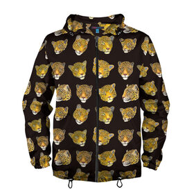 Мужская ветровка 3D с принтом Леопарды в Петрозаводске, 100% полиэстер | подол и капюшон оформлены резинкой с фиксаторами, два кармана без застежек по бокам, один потайной карман на груди | Тематика изображения на принте: animal | big | cat | cats | leopard | nature | pattern | predator | wild | дикий | животное | кошка | кошки | леопард | леопарды | паттерн | природа | узор | хищник | хищники