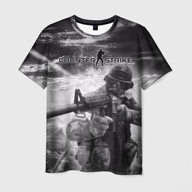Мужская футболка 3D с принтом Counter Strike в Петрозаводске, 100% полиэфир | прямой крой, круглый вырез горловины, длина до линии бедер | battle | counter | global | offensive | royale | strike | контр | оружия | страйк | шутер