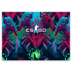 Поздравительная открытка с принтом CS-GO Hyper Beast в Петрозаводске, 100% бумага | плотность бумаги 280 г/м2, матовая, на обратной стороне линовка и место для марки
 | 2019 | computer game | counter strike | cs | cs go | csgo | dota | dota2 | game | howl | hyperbeast | warning | автомат | вой | го | игрок | компьютерная игра | контр страйк | контра | кс | оружие | турнир