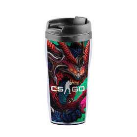 Термокружка-непроливайка с принтом CS GO hyper beast skin в Петрозаводске, внутренняя часть — пищевой пластик, наружная часть — прозрачный пластик, между ними — полиграфическая вставка с рисунком | объем — 350 мл, герметичная крышка | beast | counterstike | csgo | hyper | hyperbeast | m4a1s | steam | винтовка | контра | кс | ксго | шмотки