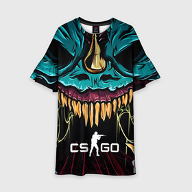 Детское платье 3D с принтом CS GO  hyper beast skin в Петрозаводске, 100% полиэстер | прямой силуэт, чуть расширенный к низу. Круглая горловина, на рукавах — воланы | Тематика изображения на принте: beast | counterstike | csgo | hyper | hyperbeast | m4a1s | steam | винтовка | контра | кс | ксго | шмотки