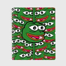 Тетрадь с принтом Good Sad frog в Петрозаводске, 100% бумага | 48 листов, плотность листов — 60 г/м2, плотность картонной обложки — 250 г/м2. Листы скреплены сбоку удобной пружинной спиралью. Уголки страниц и обложки скругленные. Цвет линий — светло-серый
 | bad | dab | frog | good | kek | pepe | sad | кек | лягушка | мем | мемы | пепе | со смыслом | фрог