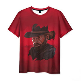 Мужская футболка 3D с принтом Red Dead Redemption в Петрозаводске, 100% полиэфир | прямой крой, круглый вырез горловины, длина до линии бедер | dead | gamer | john | marston | rdr | red | redemption | rockstar | shooter | western | вестерн | джон | марстон | шутер