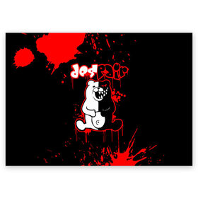 Поздравительная открытка с принтом MONOKUMA Despair в Петрозаводске, 100% бумага | плотность бумаги 280 г/м2, матовая, на обратной стороне линовка и место для марки
 | Тематика изображения на принте: ahegao | anime | bear | blood | danganronpa | derector | despair | girls | happy | havoc | manga | monokuma | panda | red | robot | trigger | ultra | аниме | ахегао | директор | кровь | манга | медведь | монокума | панда | робот
