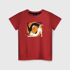 Детская футболка хлопок с принтом Котики Йога в Петрозаводске, 100% хлопок | круглый вырез горловины, полуприлегающий силуэт, длина до линии бедер | yoga | йога | клубок | кот | котики | коты | кошка
