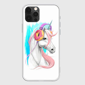 Чехол для iPhone 12 Pro с принтом Music Unicorn Art в Петрозаводске, силикон | область печати: задняя сторона чехла, без боковых панелей | волшебный | единорог | единорожик | единорожка | магия | музыка | пончик | пончики