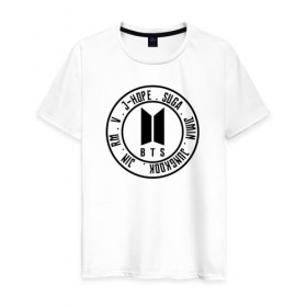 Мужская футболка хлопок с принтом BTS TEAM в Петрозаводске, 100% хлопок | прямой крой, круглый вырез горловины, длина до линии бедер, слегка спущенное плечо. | Тематика изображения на принте: 