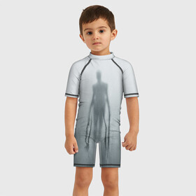 Детский купальный костюм 3D с принтом Slender в Петрозаводске, Полиэстер 85%, Спандекс 15% | застежка на молнии на спине | Тематика изображения на принте: slender | slenderman | кино | слендер | слендр | слэндр | тонкий | тощий | ужасы