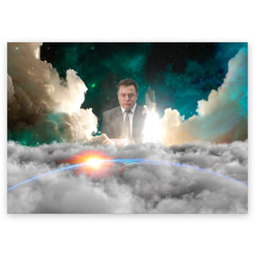 Поздравительная открытка с принтом Elon Musk Thinker (Илон Маск) в Петрозаводске, 100% бумага | плотность бумаги 280 г/м2, матовая, на обратной стороне линовка и место для марки
 | Тематика изображения на принте: elon musk | space | space x | tesla | дым | илон маск | инопланетяне | космос | личность | мыслитель | облака | планета | ракета | спейс | тесла | философ | шаттл