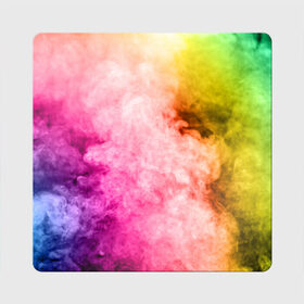 Магнит виниловый Квадрат с принтом Радужный дым в Петрозаводске, полимерный материал с магнитным слоем | размер 9*9 см, закругленные углы | Тематика изображения на принте: holi | праздник красок | радуга | радужный дым | холи | цвета радуги | яркий