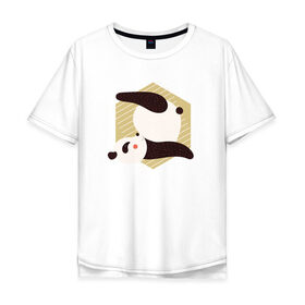 Мужская футболка хлопок Oversize с принтом Панда Йога в Петрозаводске, 100% хлопок | свободный крой, круглый ворот, “спинка” длиннее передней части | panda | yoga | йога | панда | панды | фитнес