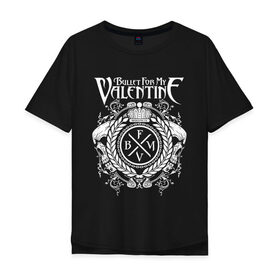 Мужская футболка хлопок Oversize с принтом Bullet For My Valentine в Петрозаводске, 100% хлопок | свободный крой, круглый ворот, “спинка” длиннее передней части | Тематика изображения на принте: bfmv | bullet for my valentine | metal | rock | группы | метал | музыка | рок | трэш