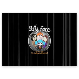 Поздравительная открытка с принтом Sally Face Episode Three в Петрозаводске, 100% бумага | плотность бумаги 280 г/м2, матовая, на обратной стороне линовка и место для марки
 | Тематика изображения на принте: blue | face | fisher | game | games | gizmo | hair | larry | mask | sally | волосы | гизмо | голубые | игра | игры | ларри | маска | протез | сали | салли | синие | синий | триллер | ужасы | фейс | фишер | фэйс | хоррор