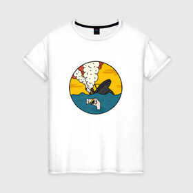 Женская футболка хлопок с принтом Social Catastrophe в Петрозаводске, 100% хлопок | прямой крой, круглый вырез горловины, длина до линии бедер, слегка спущенное плечо | айфон | инстаграм | катастрофа | общение | социальная сеть | социум | съемка | титаник | фото