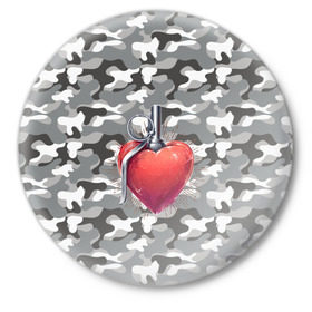 Значок с принтом Граната в виде сердца в Петрозаводске,  металл | круглая форма, металлическая застежка в виде булавки | 