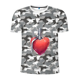 Мужская футболка 3D спортивная с принтом Граната в виде сердца в Петрозаводске, 100% полиэстер с улучшенными характеристиками | приталенный силуэт, круглая горловина, широкие плечи, сужается к линии бедра | 