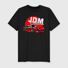 Мужская футболка премиум с принтом JDM Culture в Петрозаводске, 92% хлопок, 8% лайкра | приталенный силуэт, круглый вырез ворота, длина до линии бедра, короткий рукав | japan | jdm | nissan | авто | машины | ниссан | япония