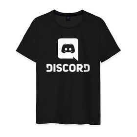 Мужская футболка хлопок с принтом Discord в Петрозаводске, 100% хлопок | прямой крой, круглый вырез горловины, длина до линии бедер, слегка спущенное плечо. | Тематика изображения на принте: voip | дискорд | игры | мессенджер | связь | скайп